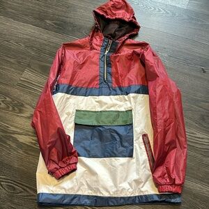 Henry & William New York Mens M 1/4 Zip COLORBLOCK Parka Rain Jacket Nylon Hood